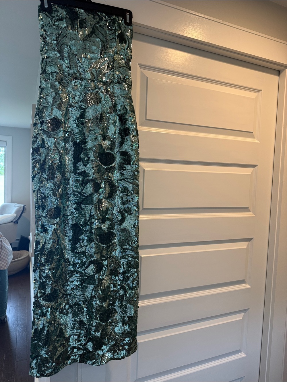 Hello Teal Sequin strapless Dress - Picture 1 of 5